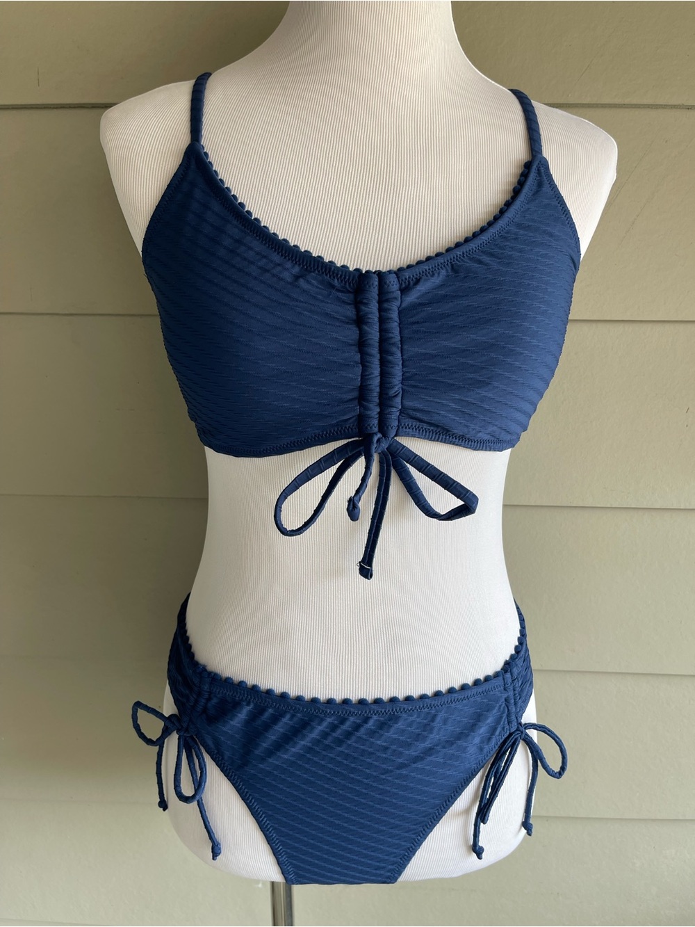Jessica Simpson Women's Navy Blue Tie-Front Bikini Set